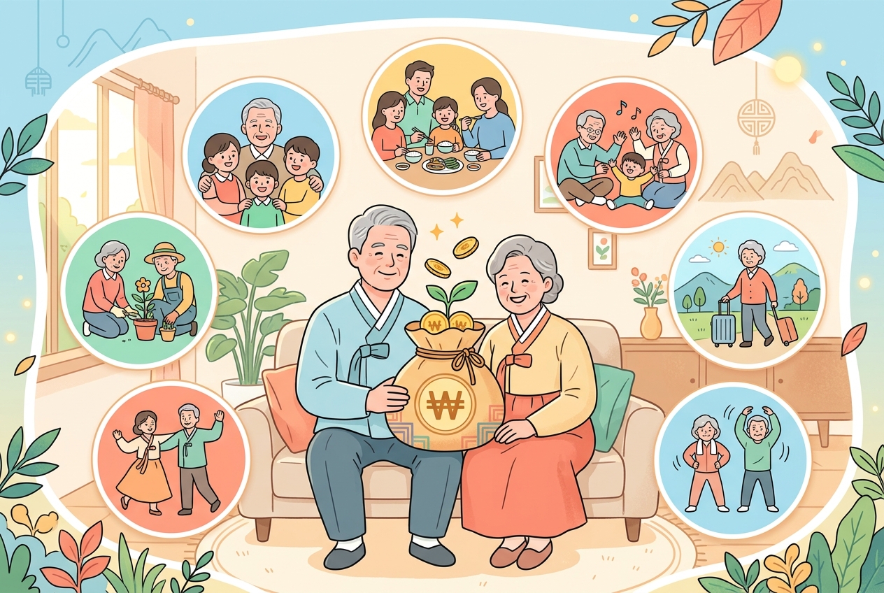 2026년 노령연금 수급자격 및 신청방법 완벽 정리: 지급액, 소득인정액 계산법, 구비 서류 가이드 안내 인포그래픽