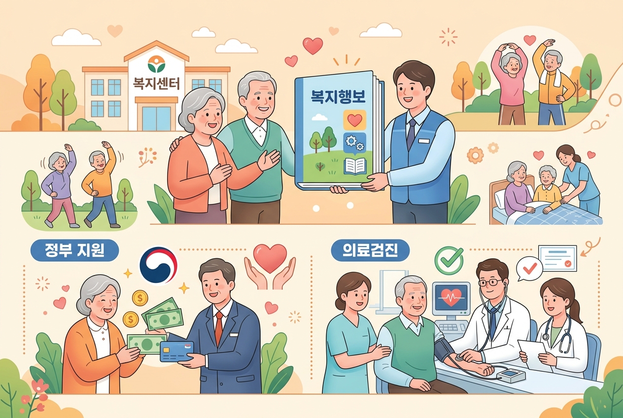기초생활수급자 노인 혜택 2026년 최신 가이드: 자격 요건, 모의 계산 시뮬레이션 및 신청 방법 총정리 안내 인포그래픽